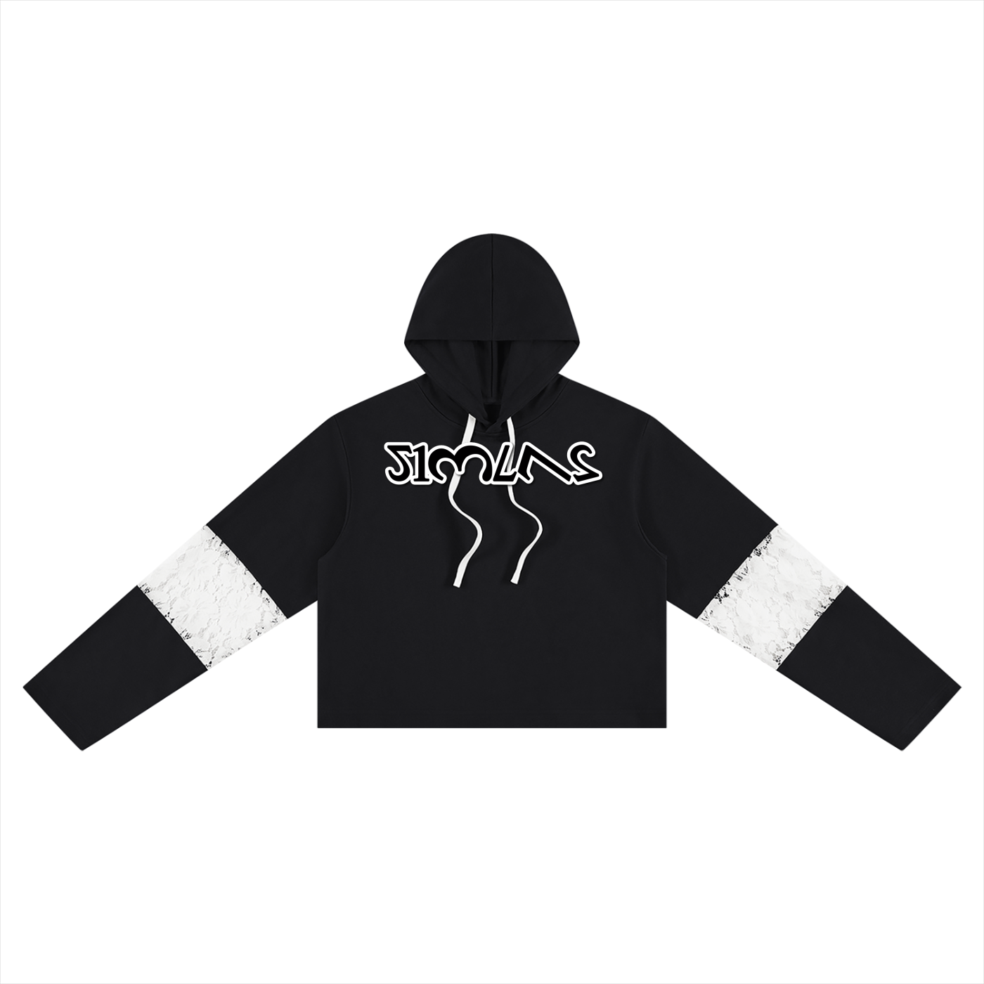 Women’s Cropped Lace-Panel Hoodie