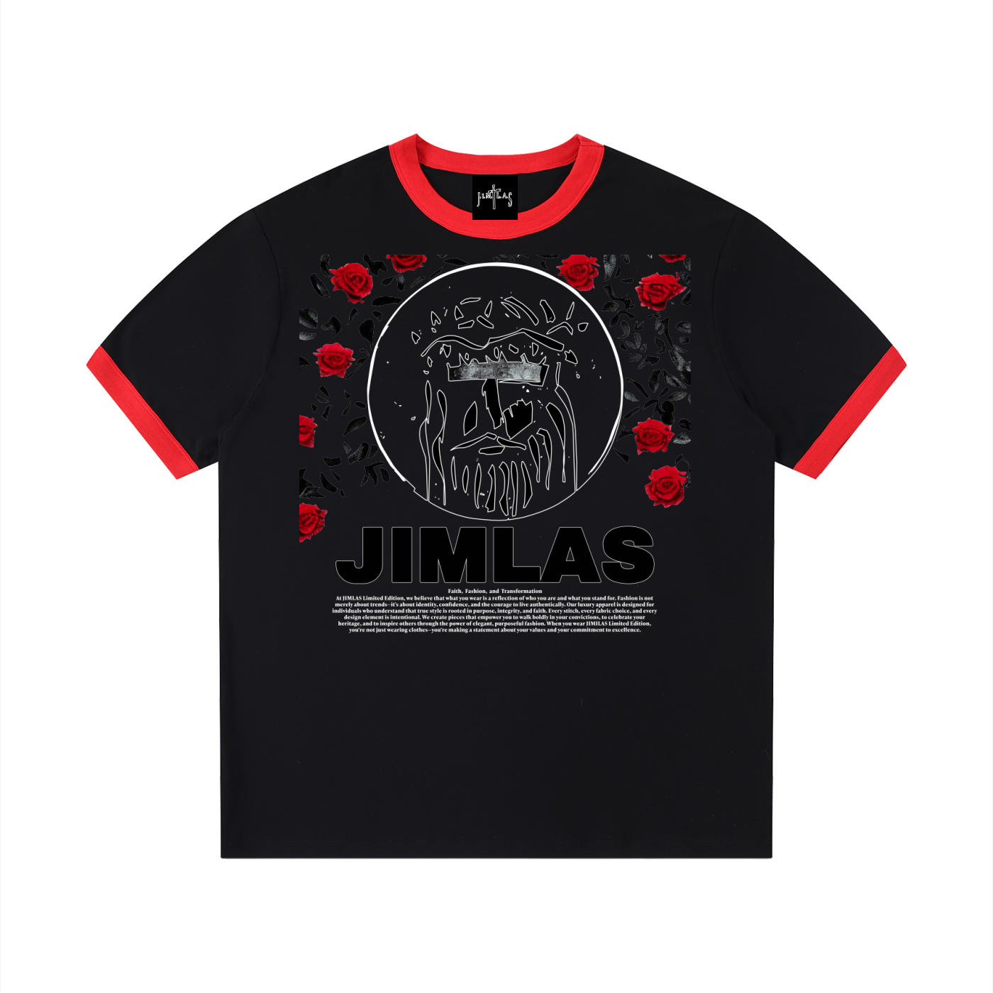 Contrast Edge Ribbed Crewneck T-Shirt