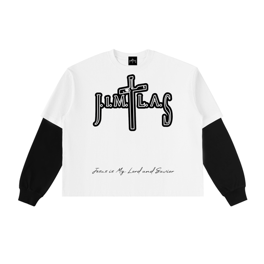 Layered Contrast Sleeve Cotton T-Shirt